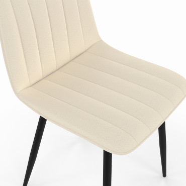 Chaises Fiona velours mix couleurs (beige, gris foncé et gris clair) pieds métal noirs - lot de 6