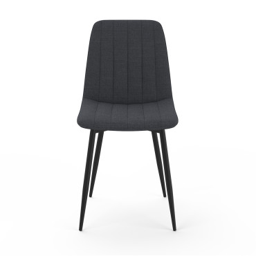 Chaises Fiona velours mix couleurs (beige, gris foncé et gris clair) pieds métal noirs - lot de 6