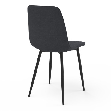 Chaises Fiona velours mix couleurs (beige, gris foncé et gris clair) pieds métal noirs - lot de 6