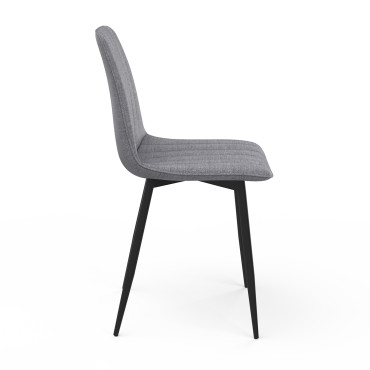 Chaises Fiona velours mix couleurs (beige, gris foncé et gris clair) pieds métal noirs - lot de 6