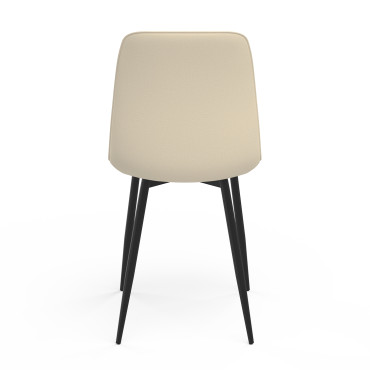 Chaises Fiona velours mix couleurs (beige, gris foncé et gris clair) pieds métal noirs - lot de 6