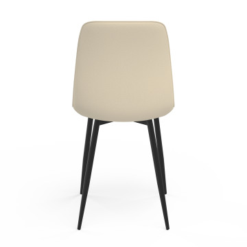 Chaises Fiona velours mix couleurs (beige, gris foncé et gris clair) pieds métal noirs - lot de 6