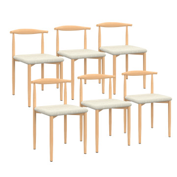 Chaises Adam tissu beige pieds effet bois - lot de 6