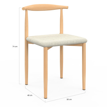 Chaises Adam tissu beige pieds effet bois - lot de 6