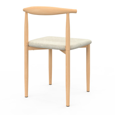 Chaises Adam tissu beige pieds effet bois - lot de 6