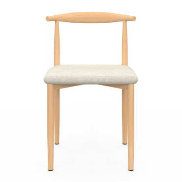 Chaises Adam tissu beige pieds effet bois - lot de 6