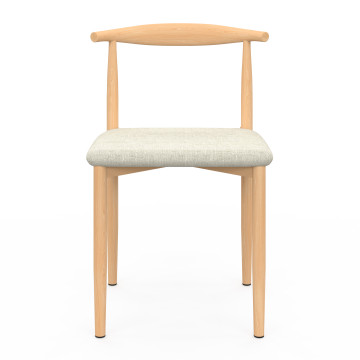 Chaises Adam tissu beige pieds effet bois - lot de 6