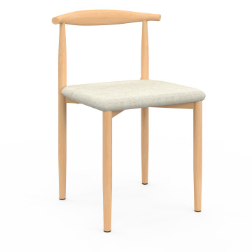 Chaises Adam tissu beige pieds effet bois - lot de 6