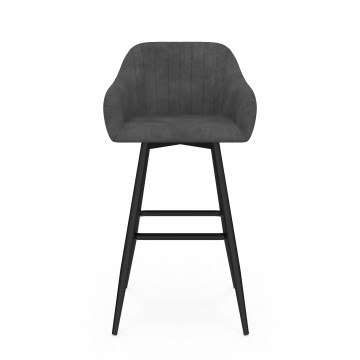 Tabourets de bar Ariana velours gris pieds métal - lot de 2