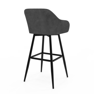 Tabourets de bar Ariana velours gris pieds métal - lot de 2