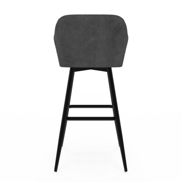 Tabourets de bar Ariana velours gris pieds métal - lot de 2