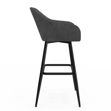 Tabourets de bar Ariana velours gris pieds métal - lot de 2