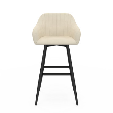 Tabourets de bar Ariana velours crème pieds métal - lot de 2