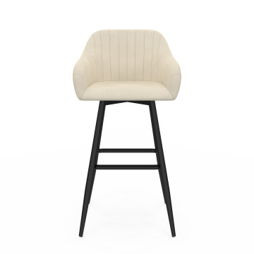 Tabourets de bar Ariana velours crème pieds métal - lot de 2