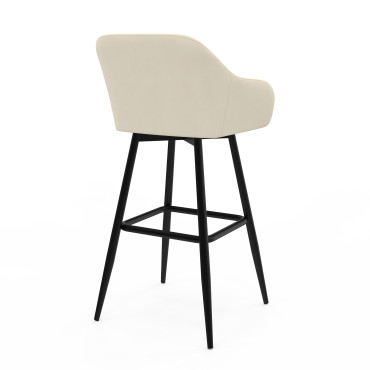 Tabourets de bar Ariana velours crème pieds métal - lot de 2