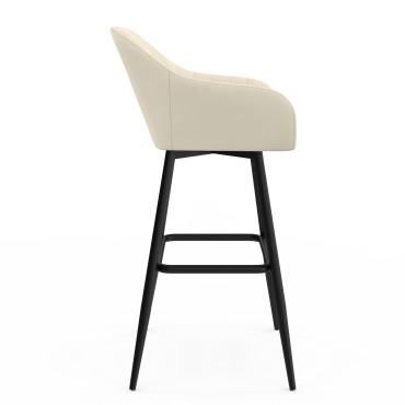Tabourets de bar Ariana velours crème pieds métal - lot de 2
