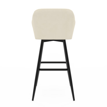 Tabourets de bar Ariana velours crème pieds métal - lot de 2