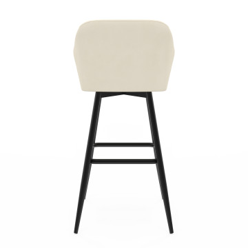 Tabourets de bar Ariana velours crème pieds métal - lot de 2