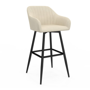 Tabourets de bar Ariana velours crème pieds métal - lot de 2