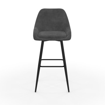 Tabourets de bar Olivia velours gris foncé pieds métal - lot de 2