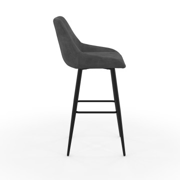 Tabourets de bar Olivia velours gris foncé pieds métal - lot de 2