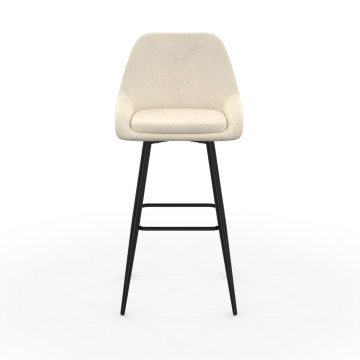 Tabourets de bar Olivia velours crème pieds métal - lot de 2