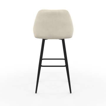 Tabourets de bar Olivia velours crème pieds métal - lot de 2