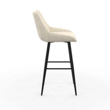 Tabourets de bar Olivia velours crème pieds métal - lot de 2