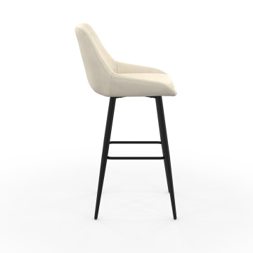 Tabourets de bar Olivia velours crème pieds métal - lot de 2