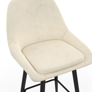 Tabourets de bar Olivia velours crème pieds métal - lot de 4