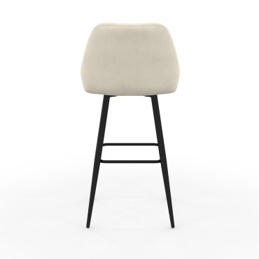 Tabourets de bar Olivia velours crème pieds métal - lot de 4