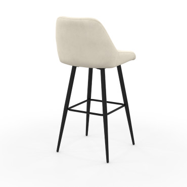 Tabourets de bar Olivia velours crème pieds métal - lot de 4