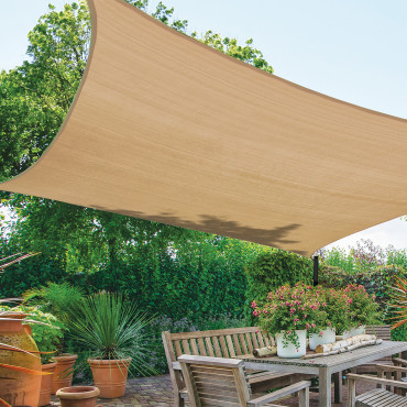 Voile d'ombrage rectangulaire beige 4x3m