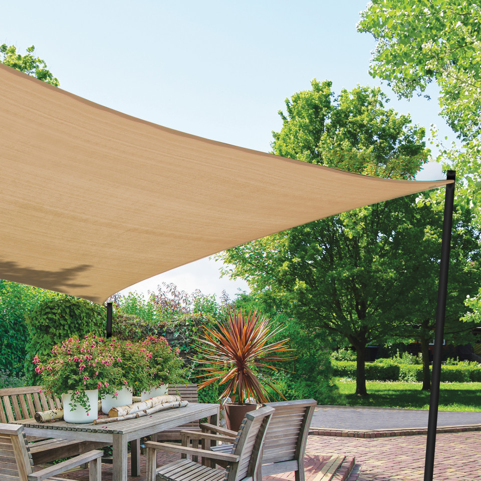 Voile d'ombrage rectangulaire beige 4x6m