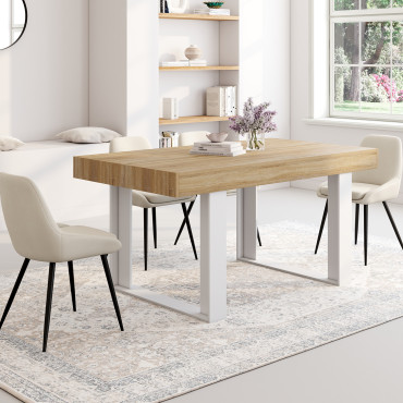 Table à manger Brixton bois et blanc 160cm