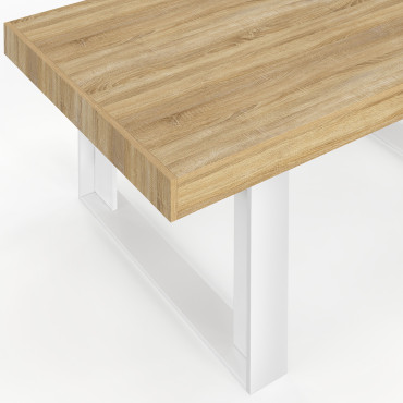 Table à manger Brixton bois et blanc 160cm