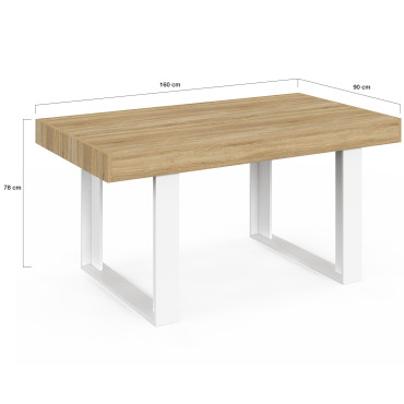 Table à manger Brixton bois et blanc 160cm