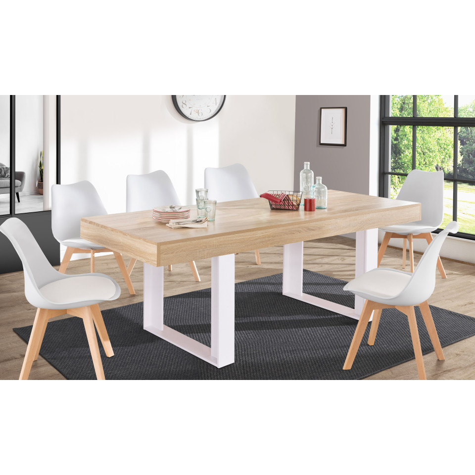 Table à manger Brixton bois et blanc 225cm