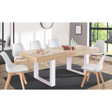 Table à manger Brixton bois et blanc 225cm