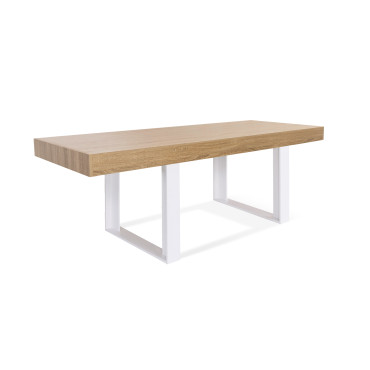 Table à manger Brixton bois et blanc 225cm