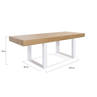 Table à manger Brixton bois et blanc 225cm