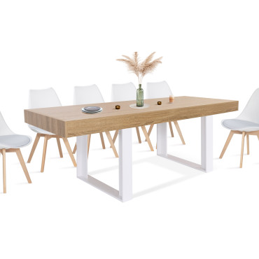 Table à manger Brixton bois et blanc 225cm