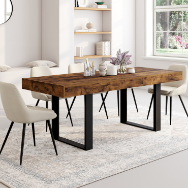 Table à manger extensible Brixton effet bois vieilli 160-200cm