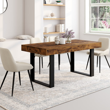 Table à manger extensible Brixton effet bois vieilli 160-200cm