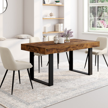 Table à manger extensible Brixton effet bois vieilli 160-200cm