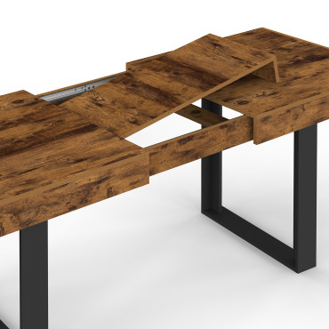 Table à manger extensible Brixton effet bois vieilli 160-200cm