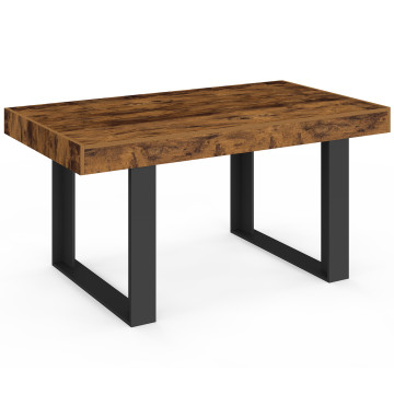 Table à manger Brixton bois vieilli et pieds noirs 160cm