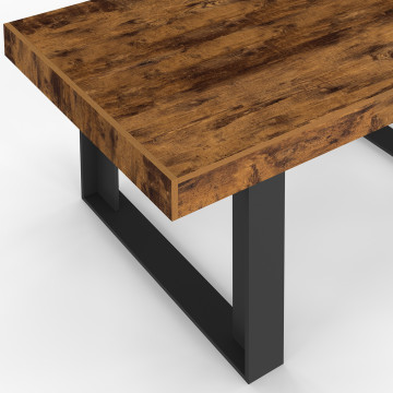Table à manger Brixton bois vieilli et pieds noirs 160cm