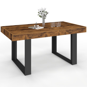 Table à manger Brixton bois vieilli et pieds noirs 160cm