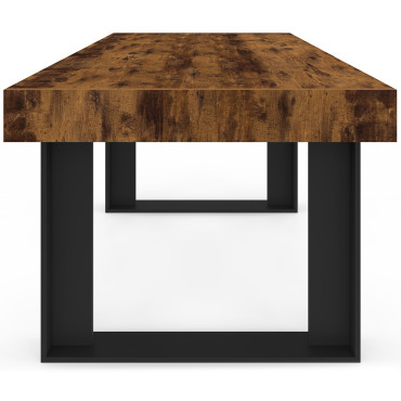 Table à manger Brixton bois vieilli et pieds noirs 160cm